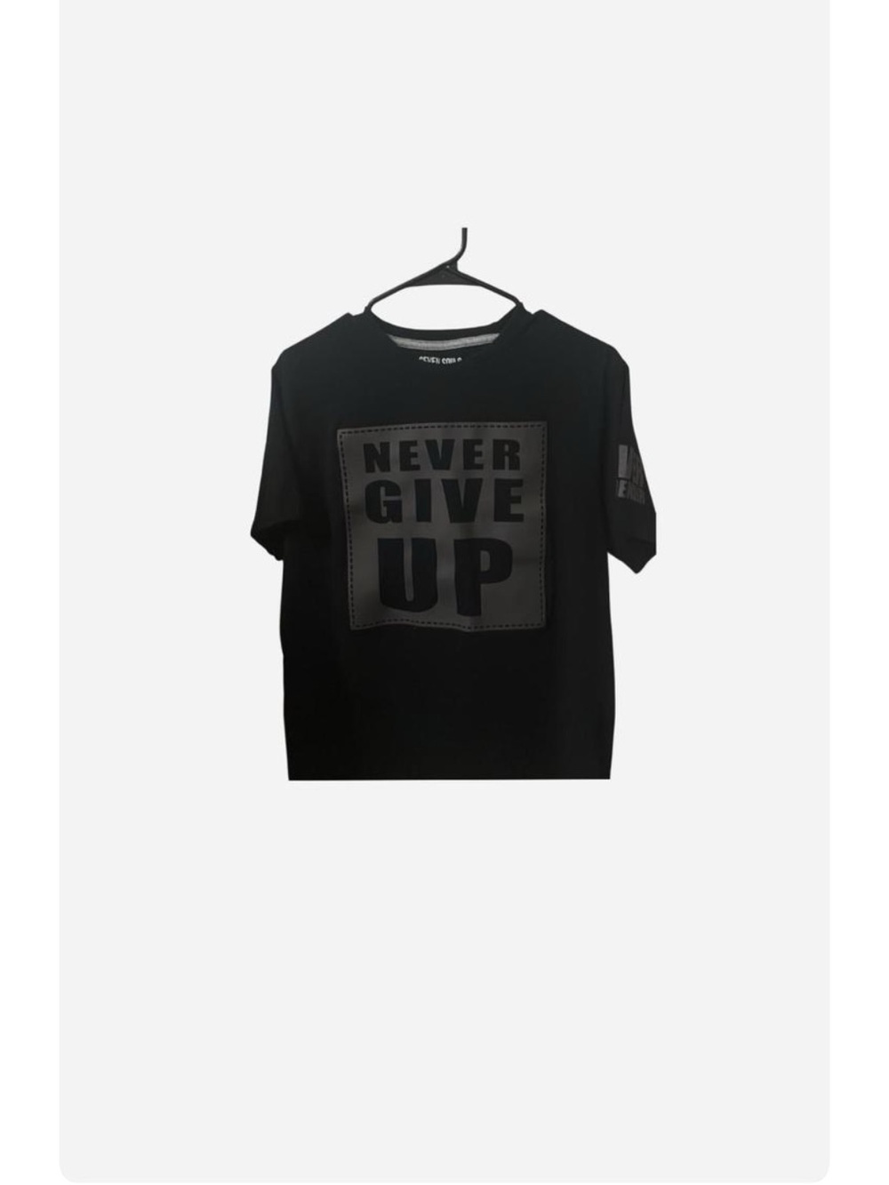 Never Give Up Boys' Black Graphic Tee